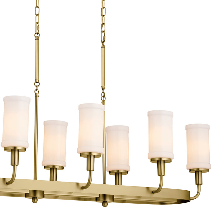 Kichler 52453NBR Eight Light Linear Chandelier, Natural Brass