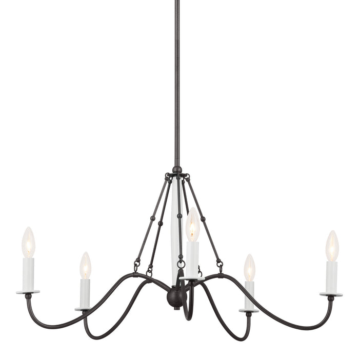 Kichler 52455AVI Five Light Chandelier, Anvil Iron