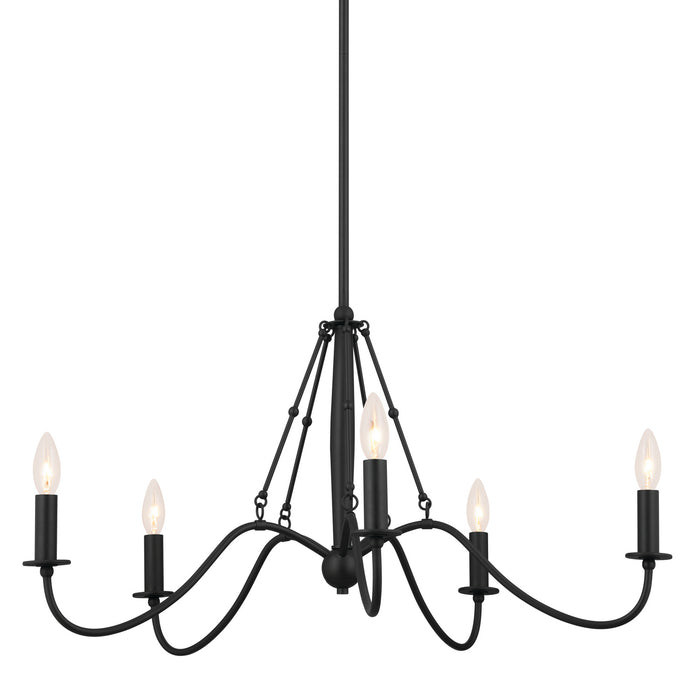 Kichler 52455BKT Five Light Chandelier, Textured Black