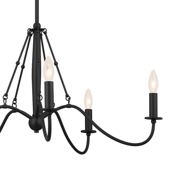 Kichler 52455BKT Five Light Chandelier, Textured Black
