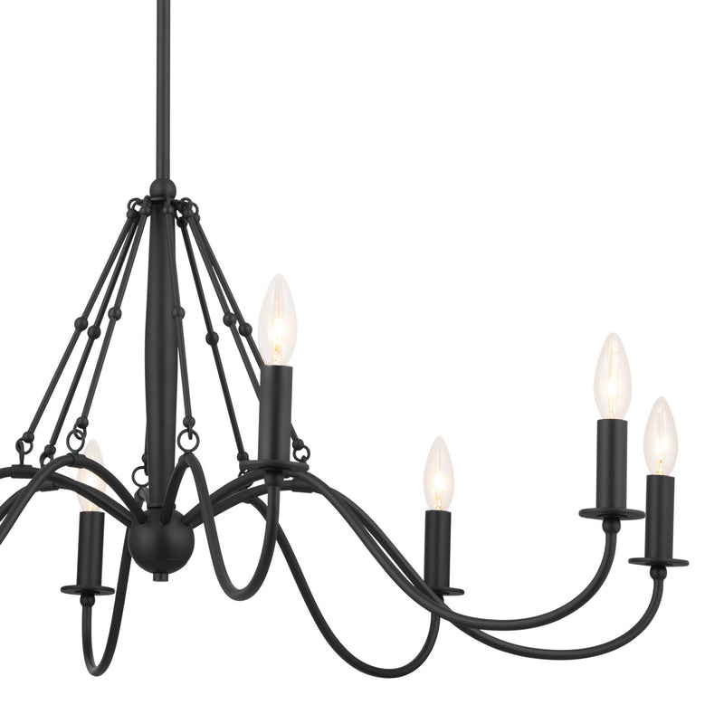 Kichler 52456BKT Eight Light Chandelier, Textured Black