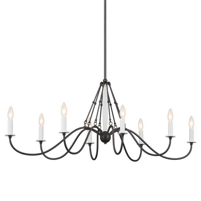 Kichler 52457AVI Eight Light Linear Chandelier, Anvil Iron