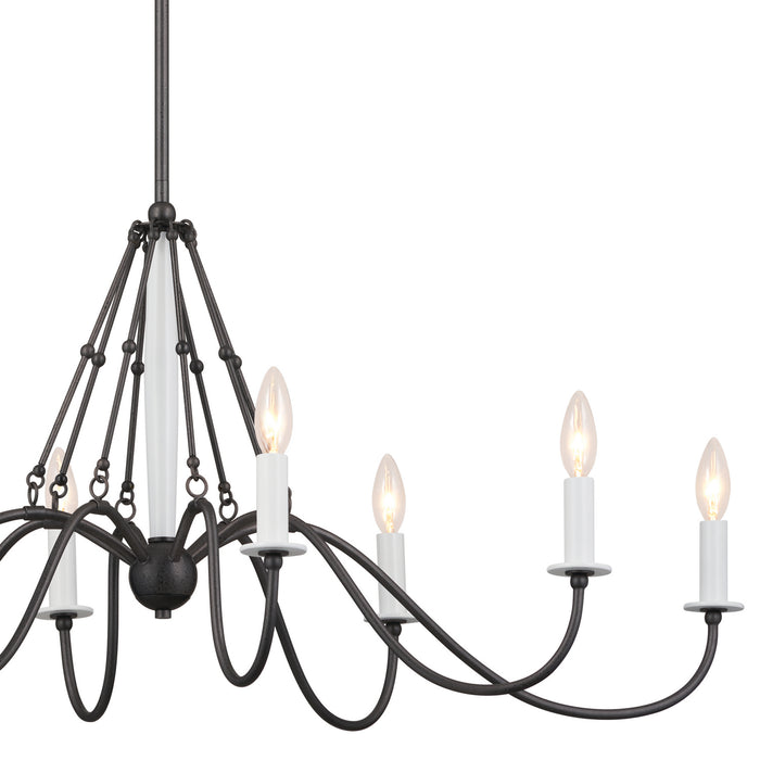 Kichler 52457AVI Eight Light Linear Chandelier, Anvil Iron