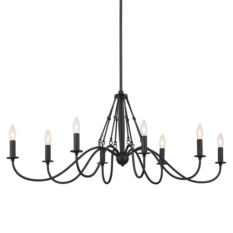 Kichler 52457BKT Eight Light Linear Chandelier, Textured Black