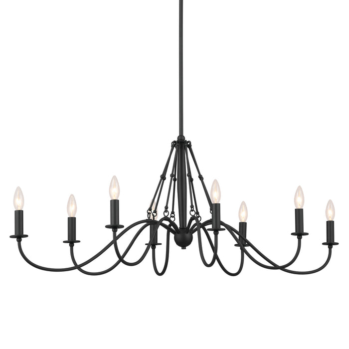 Kichler 52457BKT Eight Light Linear Chandelier, Textured Black