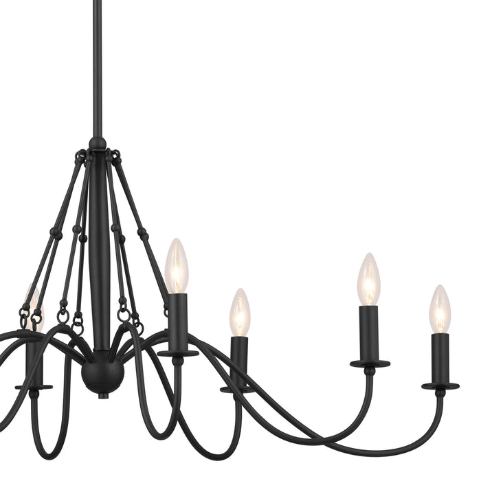 Kichler 52457BKT Eight Light Linear Chandelier, Textured Black