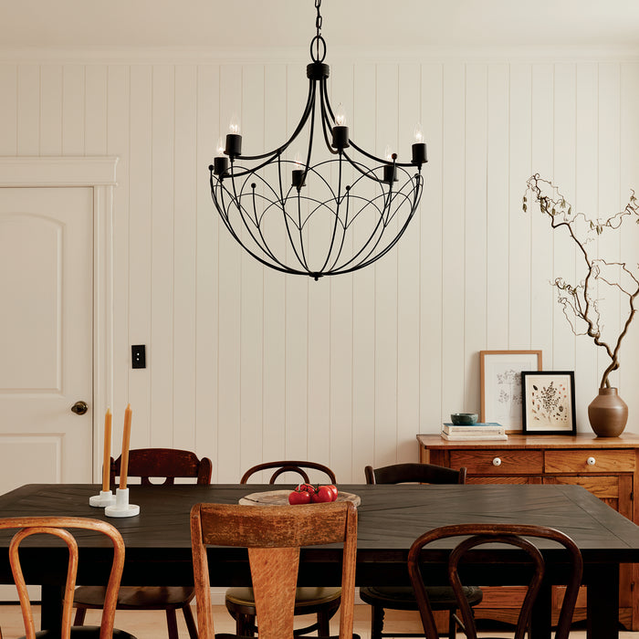 Kichler 52462BKT Six Light Chandelier, Textured Black