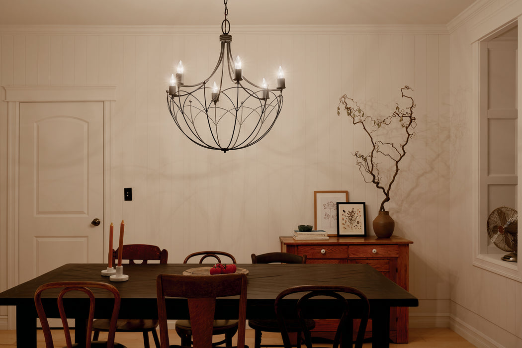 Kichler 52462BKT Six Light Chandelier, Textured Black