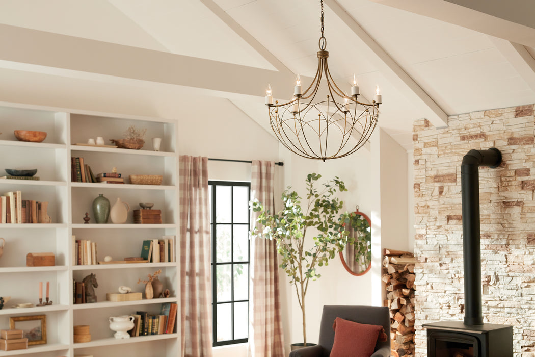 Kichler 52462CHZ Six Light Chandelier, Character Bronze