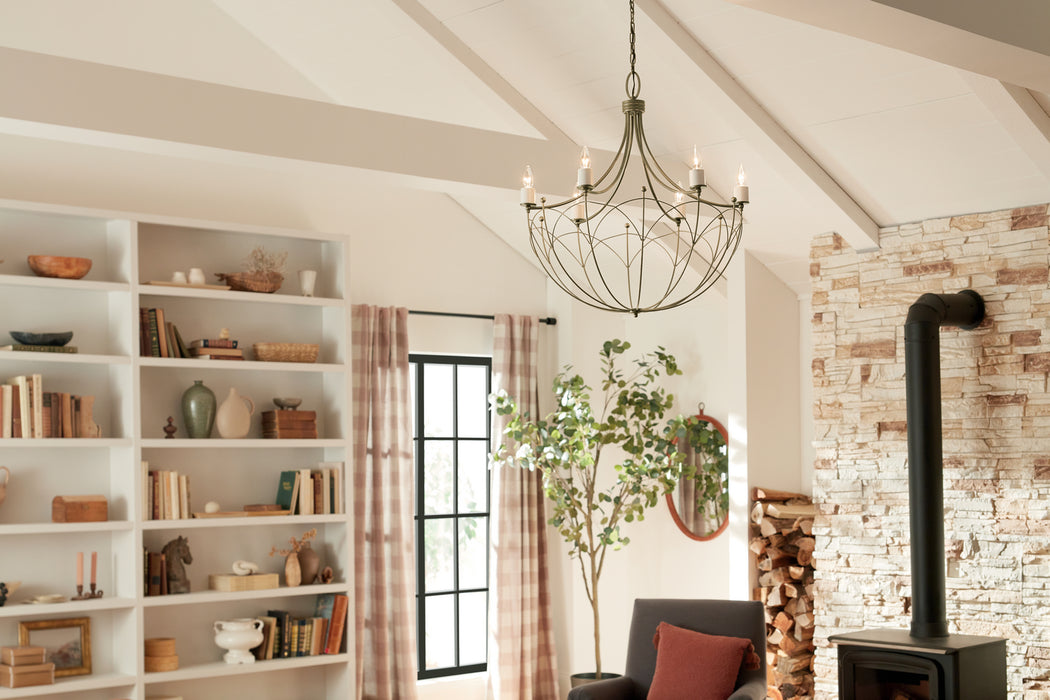Kichler 52462CHZ Six Light Chandelier, Character Bronze