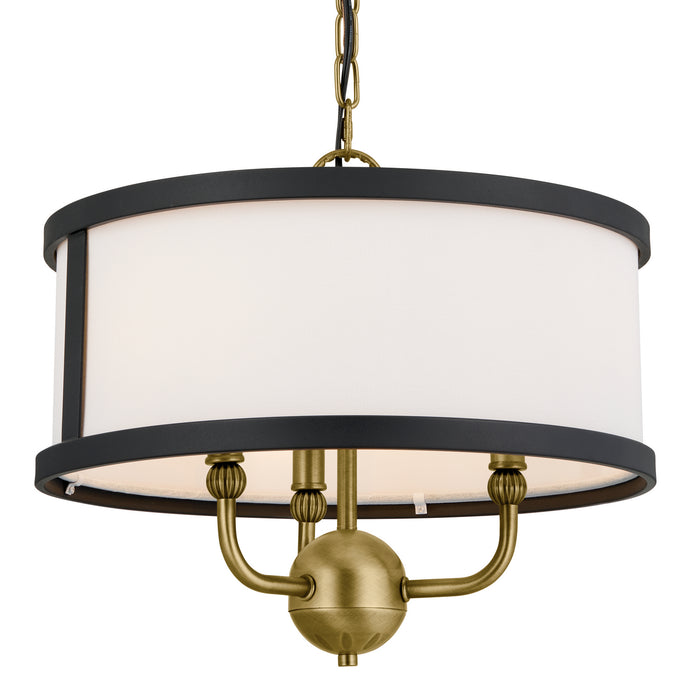 Kichler 52465NBR Three Light Chandelier/Semi Flush, Natural Brass