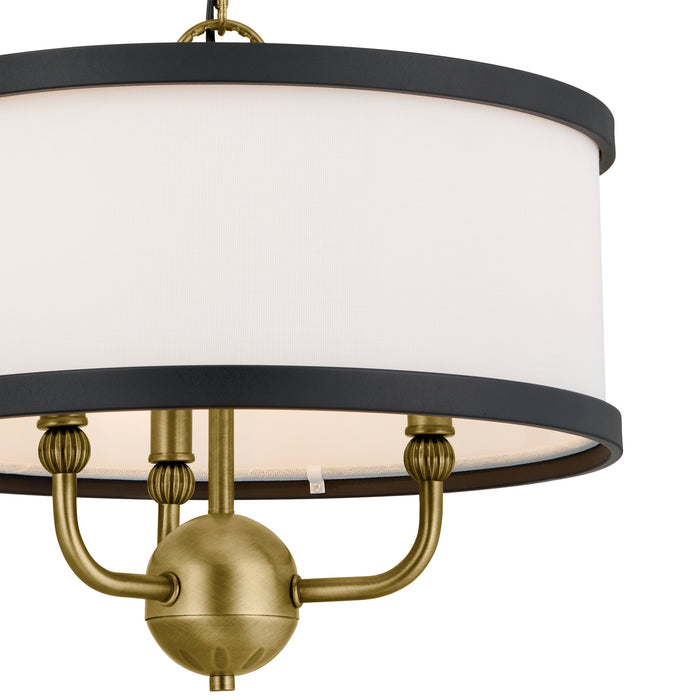 Kichler 52465NBR Three Light Chandelier/Semi Flush, Natural Brass