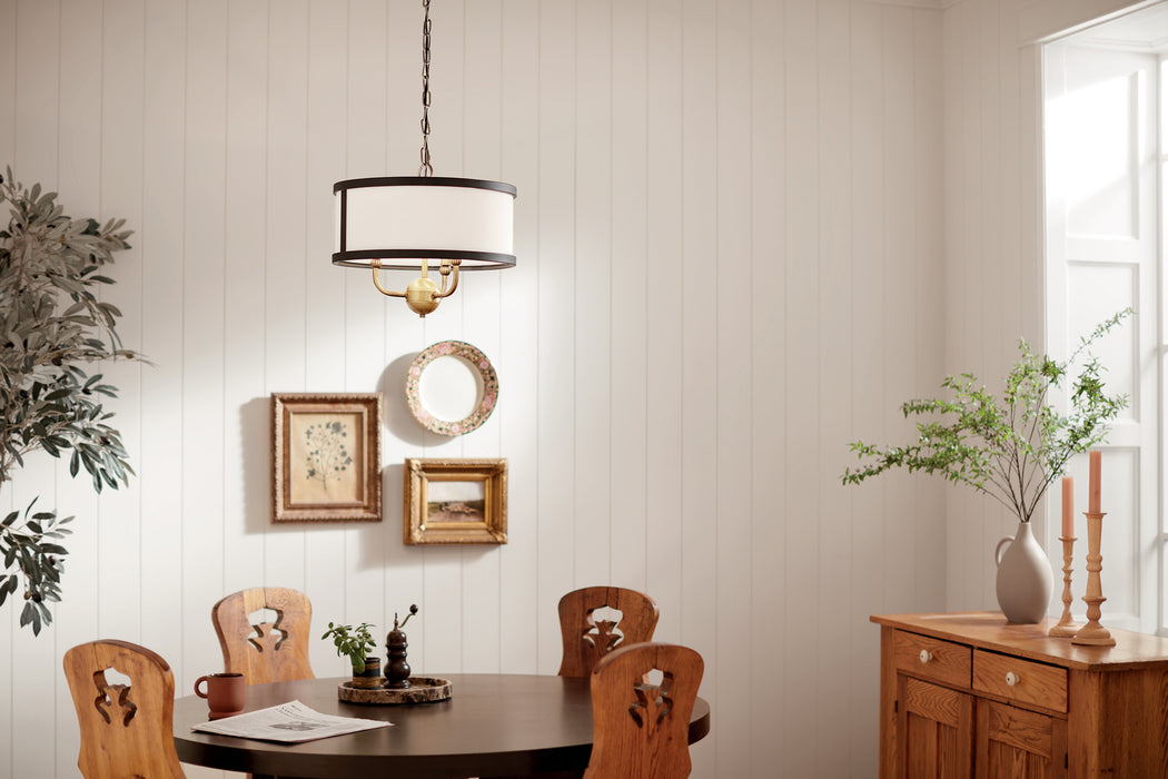 Kichler 52465NBR Three Light Chandelier/Semi Flush, Natural Brass