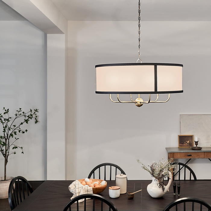 Kichler 52466NBR Six Light Chandelier, Natural Brass