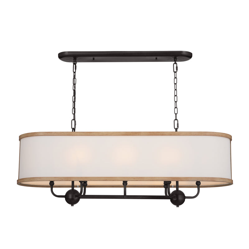 Kichler 52467AVI Eight Light Linear Chandelier, Anvil Iron