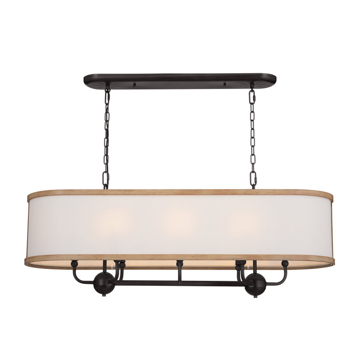 Kichler 52467AVI Eight Light Linear Chandelier, Anvil Iron