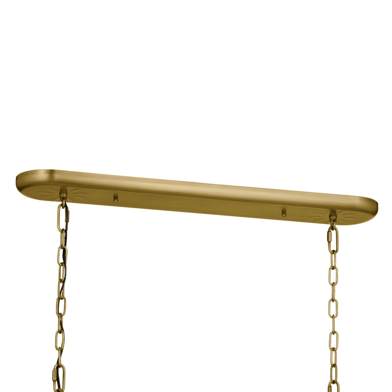 Kichler 52467NBR Eight Light Linear Chandelier, Natural Brass