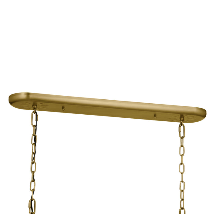 Kichler 52467NBR Eight Light Linear Chandelier, Natural Brass