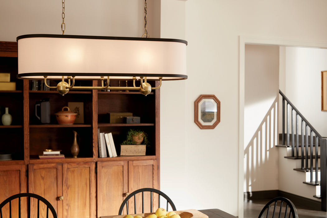 Kichler 52467NBR Eight Light Linear Chandelier, Natural Brass