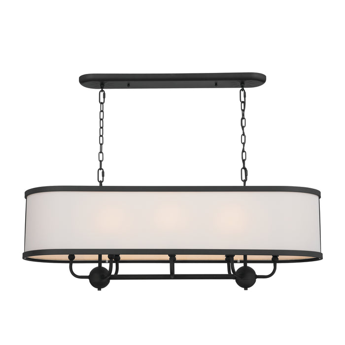 Kichler 52467BKT Eight Light Linear Chandelier, Textured Black