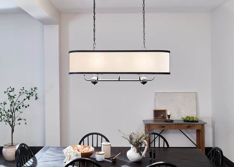Kichler 52467BKT Eight Light Linear Chandelier, Textured Black