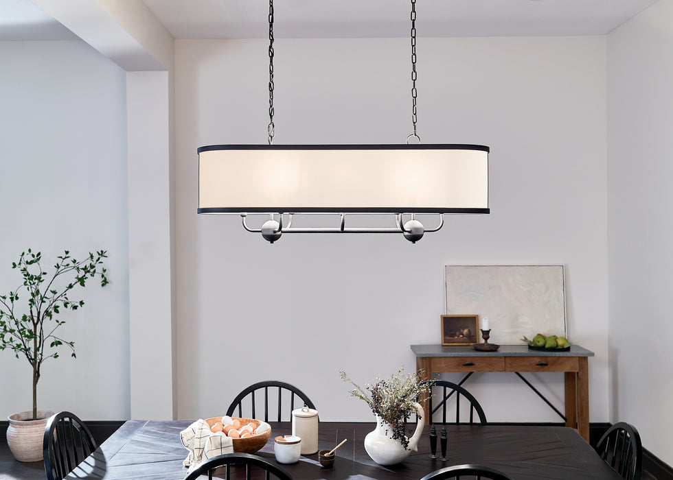 Kichler 52467BKT Eight Light Linear Chandelier, Textured Black