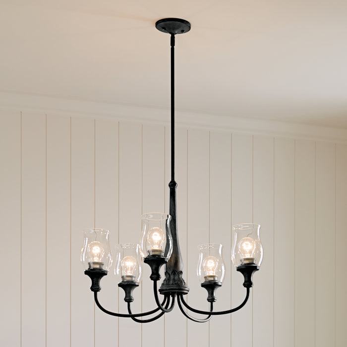 Kichler 52468BK Five Light Chandelier, Black
