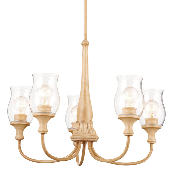 Kichler 52468WMP Five Light Chandelier, Warm Maple Wood