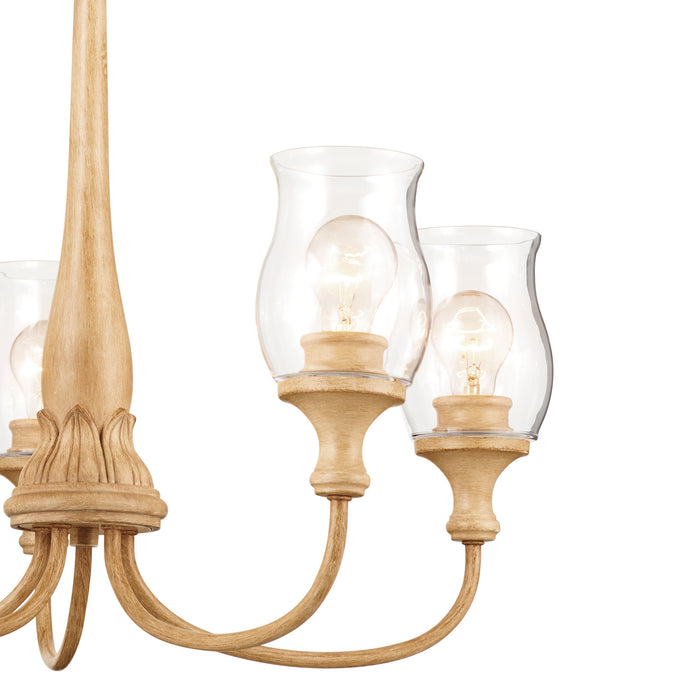 Kichler 52468WMP Five Light Chandelier, Warm Maple Wood