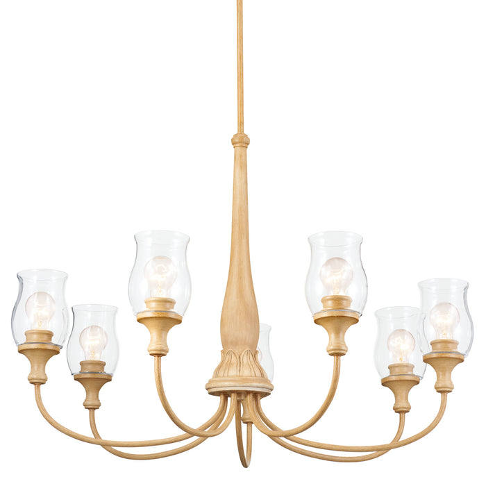 Kichler 52469WMP Seven Light Chandelier, Warm Maple Wood