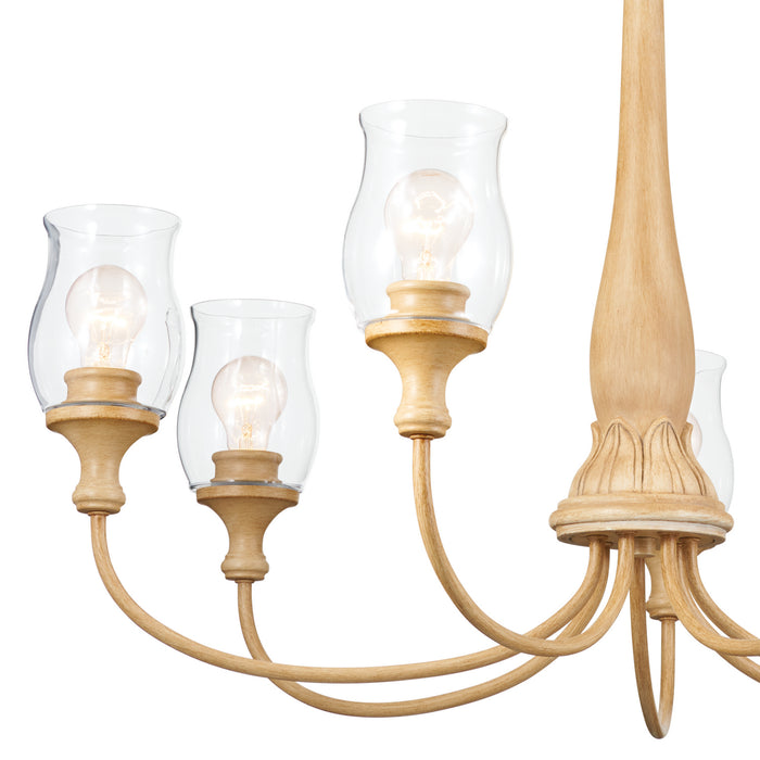 Kichler 52469WMP Seven Light Chandelier, Warm Maple Wood