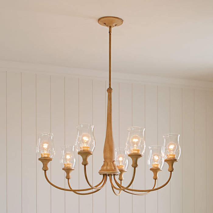 Kichler 52469WMP Seven Light Chandelier, Warm Maple Wood