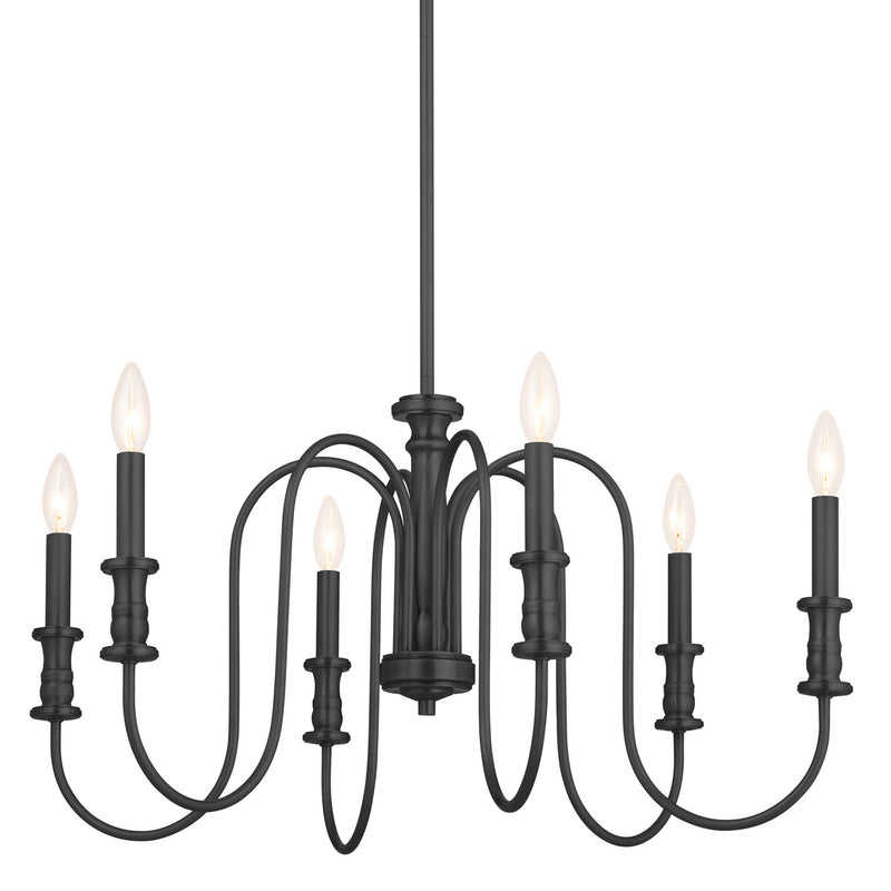 Kichler 52470BK Six Light Chandelier, Black