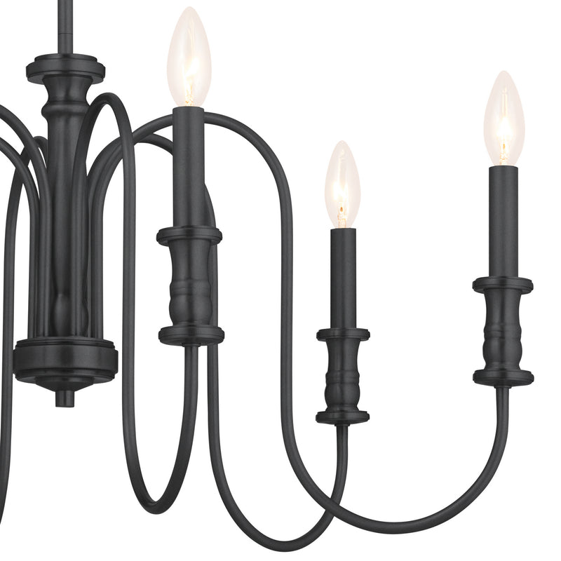 Kichler 52470BK Six Light Chandelier, Black