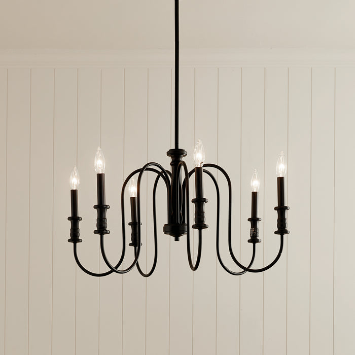 Kichler 52470BK Six Light Chandelier, Black