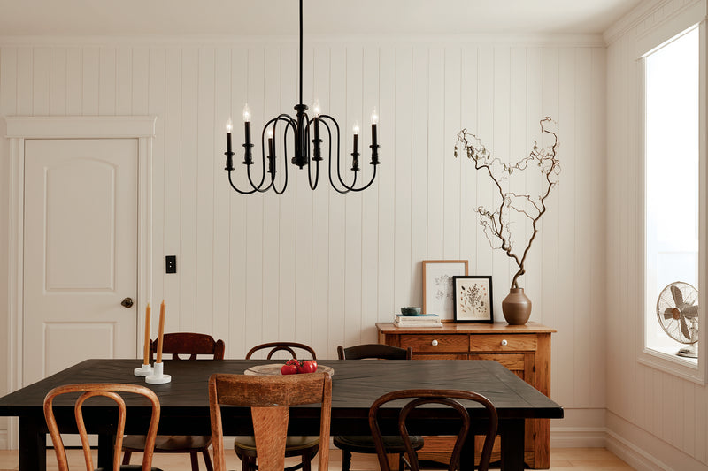 Kichler 52470BK Six Light Chandelier, Black