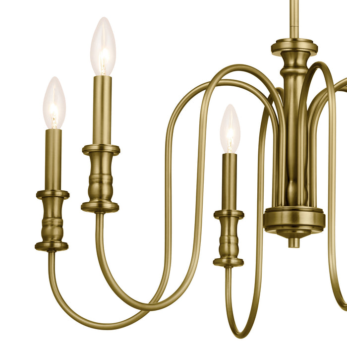 Kichler 52470NBR Six Light Chandelier, Natural Brass