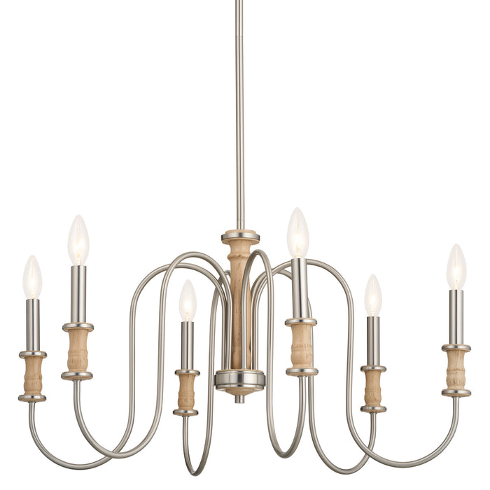Kichler 52470NI Six Light Chandelier, Brushed Nickel