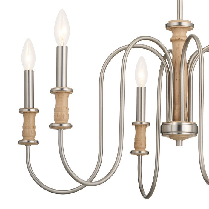 Kichler 52470NI Six Light Chandelier, Brushed Nickel