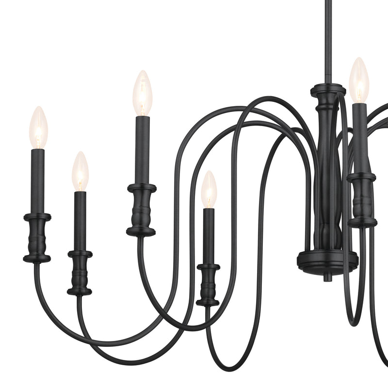 Kichler 52471BK Nine Light Chandelier, Black