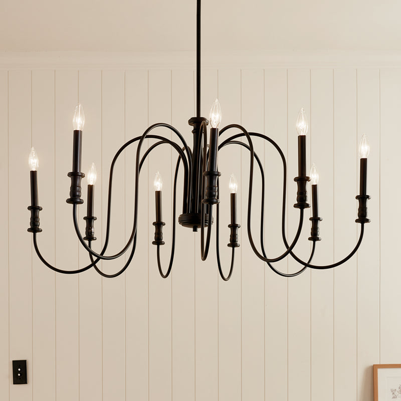 Kichler 52471BK Nine Light Chandelier, Black