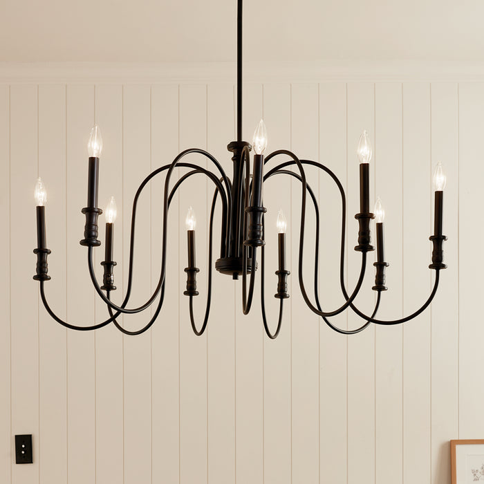 Kichler 52471BK Nine Light Chandelier, Black