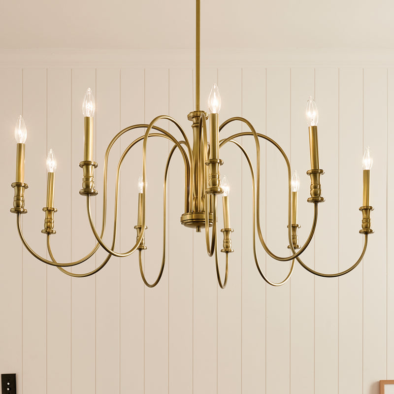 Kichler 52471NBR Nine Light Chandelier, Natural Brass