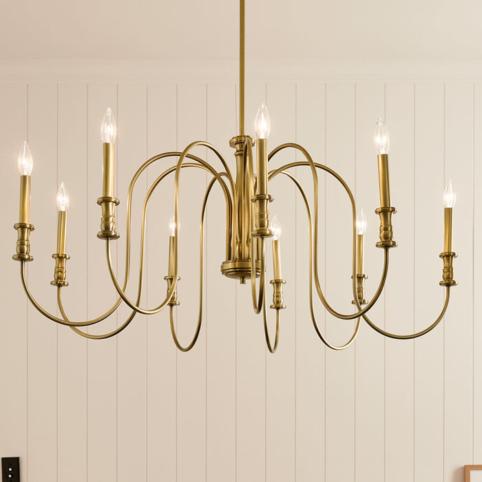 Kichler 52471NBR Nine Light Chandelier, Natural Brass