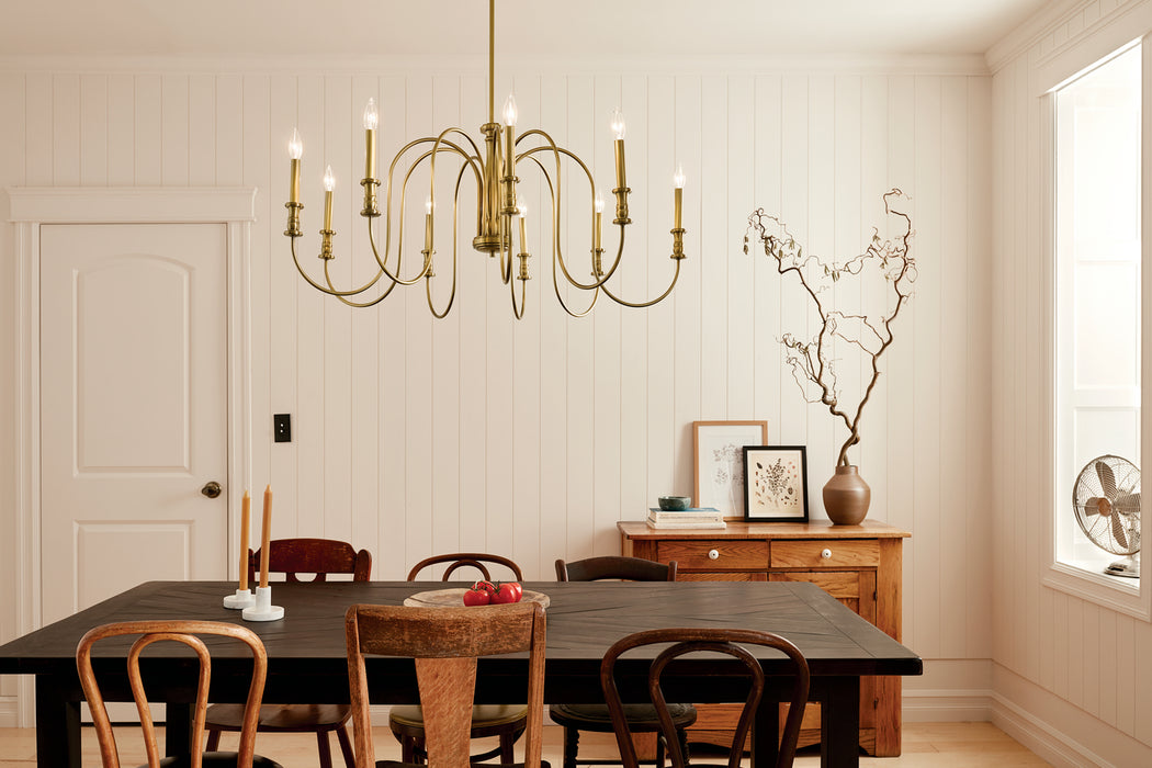 Kichler 52471NBR Nine Light Chandelier, Natural Brass