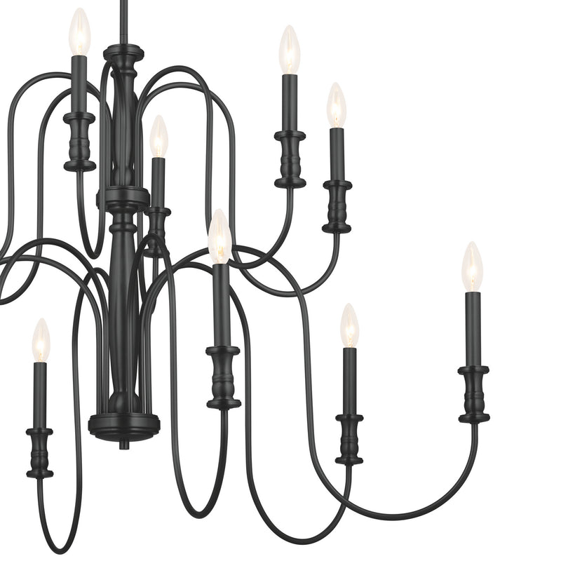 Kichler 52472BK 12 Light Chandelier, Black
