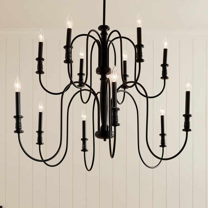 Kichler 52472BK 12 Light Chandelier, Black