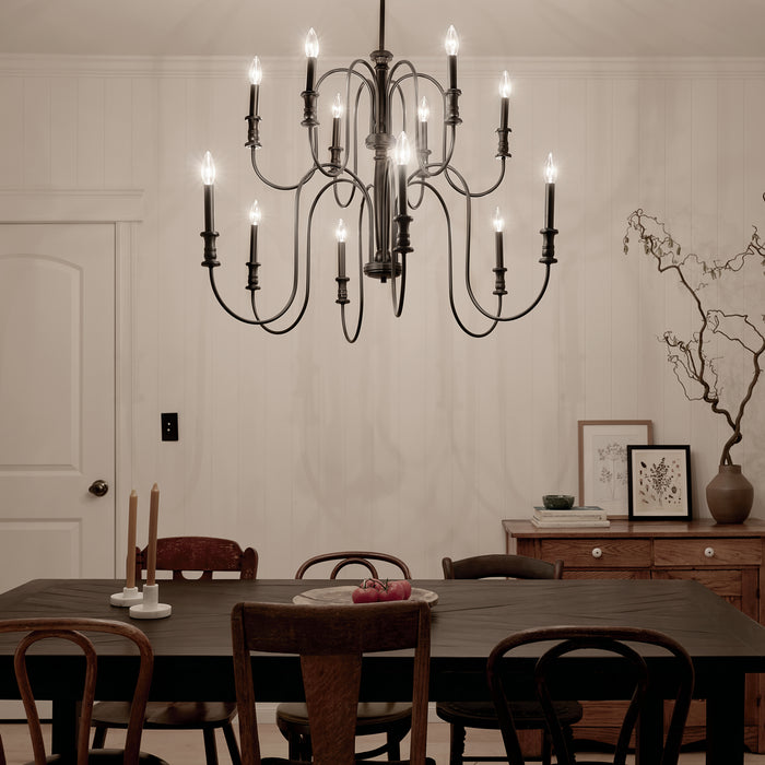 Kichler 52472BK 12 Light Chandelier, Black