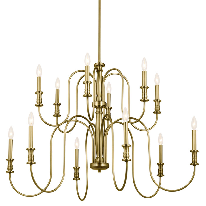 Kichler 52472NBR 12 Light Chandelier, Natural Brass