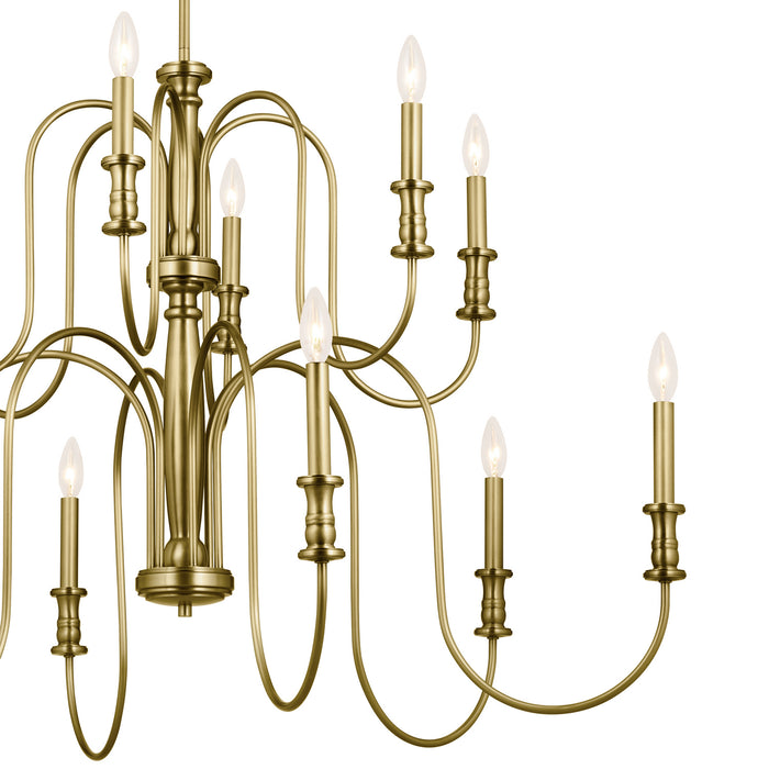 Kichler 52472NBR 12 Light Chandelier, Natural Brass